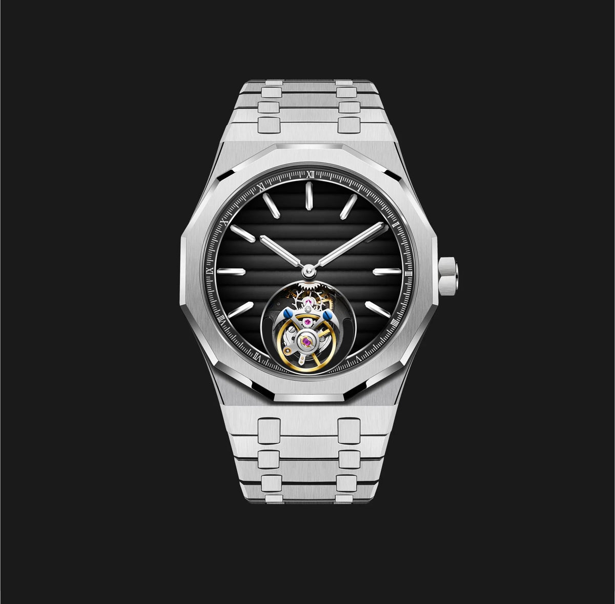 Raymondoya Men Flying Tourbillon Movement Mechanical Automatic Luxury Watches Wristwatches Skeleton Watch Brand For Man Sapphire