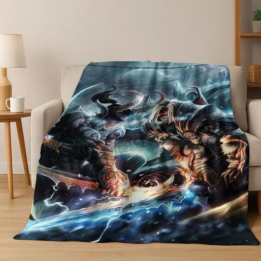 Flanelová deka WOW World of Warcraft Arthas Demon Illidan Sylvanas, útulná měkká přikrývka pro domácnost, ložnici, postel, pohovku, přehoz nebo dárek