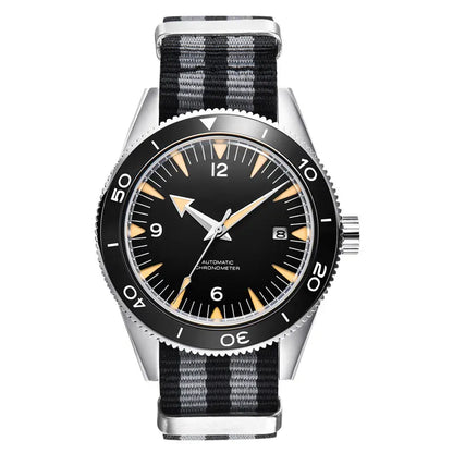 Relógio de homem automático japonês, com vidro de safira de 41 mm, resistente à água até 100 m, luminiscente e bracelete em nylon