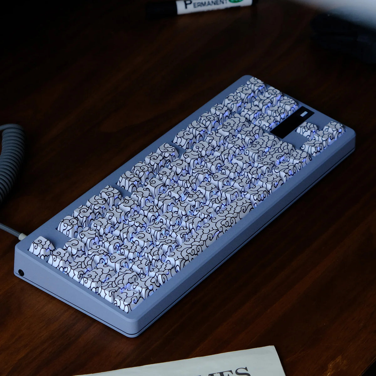 KYOMOT 135 Keys PBT Side Print Keycap Double Shot Cherry Profile Shine Through Keycaps for MX Switch Games Mechanical Keyboard