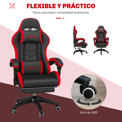 Vinsetto Ergonomic Gaming Chair Racing Style PU Leather Reclining Chair with Lumbar Support, Footrest, Headrest & Adjustable Height