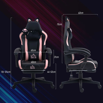 HOMCOM Gaming Chair with Adjustable Height Arms, Footrest, Reclining Backrest, Ergonomic Racing Style Office Chair for Gaming & Work