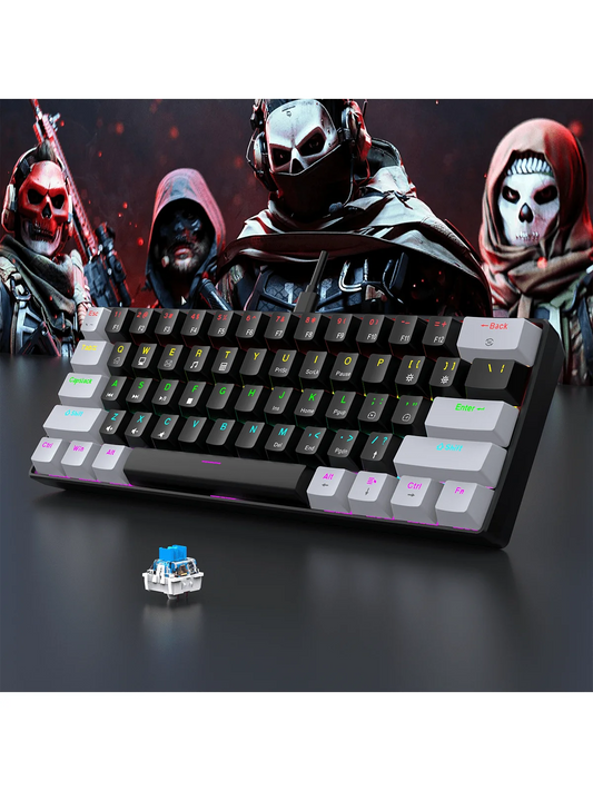 60% Wired Gaming Mechanical Keyboard RGB Backlit Ultra-Compact Mini Keyboard for PC, Mac & Laptop – Portable Mechanical Gaming Keyboard for Gamers & Typists