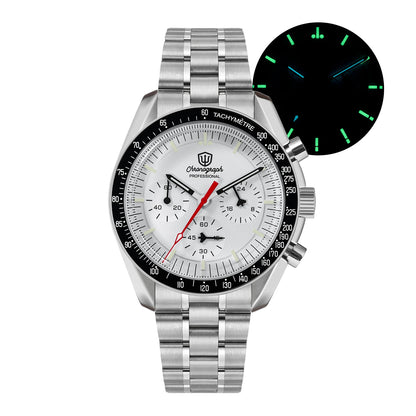 Watchdives WD1863 39mm VK63 Chronograph Watch Vintage Stainless Steel Sapphire OTF Clasp Waterproof Luminous Watches for Men