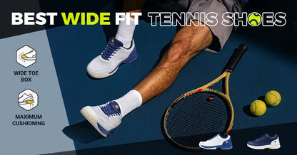 FitVille Pofessional Tennis Shoes for Mens  Soprt Shoes Training Sneakers Anti-Slip Sweat Absorbent Swollen Feet Arch Support