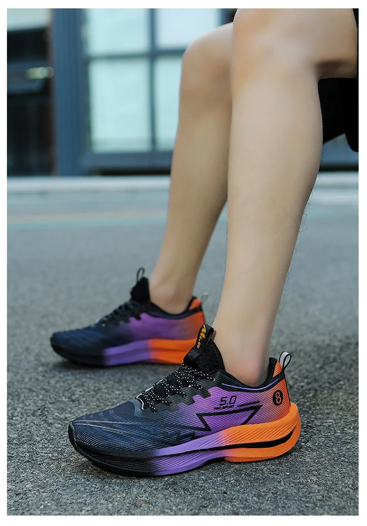 Brand Men Carbon Plate Running Shoes Soft Cushion Shock Absorbing Sports Shoes Unisex Sneakers Light Anti-Slip Training Shoes