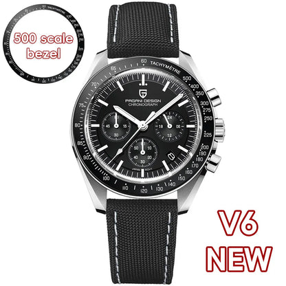 PAGANI DESIGN 2026 New V6 Moon Watches Men Luxury Quartz Watch For Men Speed Sport Chronograph AR Sapphire crystal Wristwatch