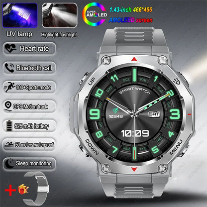 T-Rex 3 Military Smartwatch for Men  GPS Sports Tracker, 5ATM Waterproof, Heart Rate Monitor & Bluetooth Calling