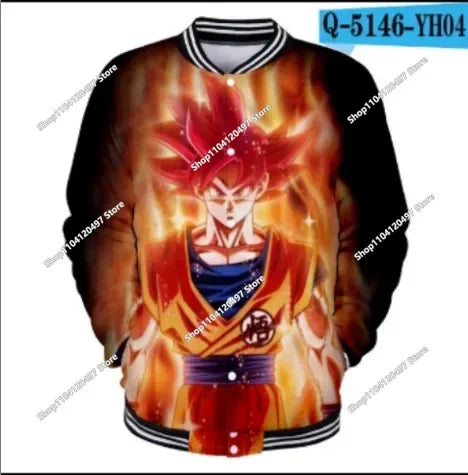 New Japanese Anime Dragon Ball Z Varsity Jacket Autumn Casual Sweatshirt Hoodie Coat Jacket Brand Baseball Jacket