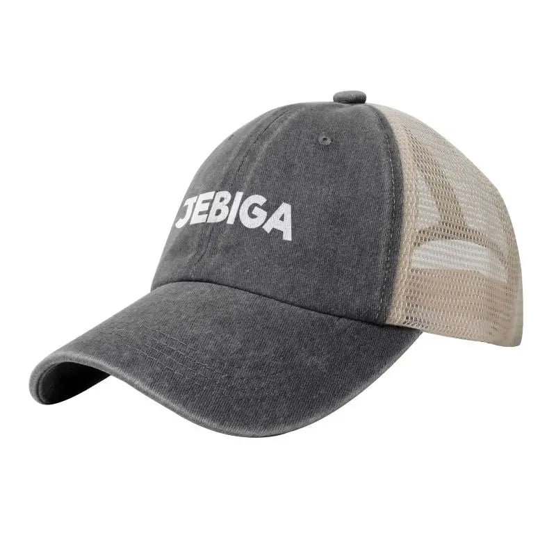 Jebiga Brate Print Vintage Mesh Baseball Cap Low Profile Trucker Hat for Men Breathable Cotton Summer Cool Hat Outdoor Ball Cap