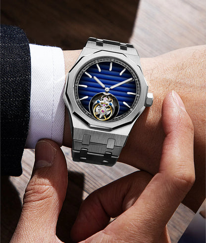 Raymondoya Men Flying Tourbillon Movement Mechanical Automatic Luxury Watches Wristwatches Skeleton Watch Brand For Man Sapphire