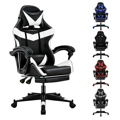 Ergonomic Gaming Chair with Footrest & Headrest, Adjustable Reclining Computer Chair with Lumbar Support, 360° Swivel Racing Chair for Gaming & Office