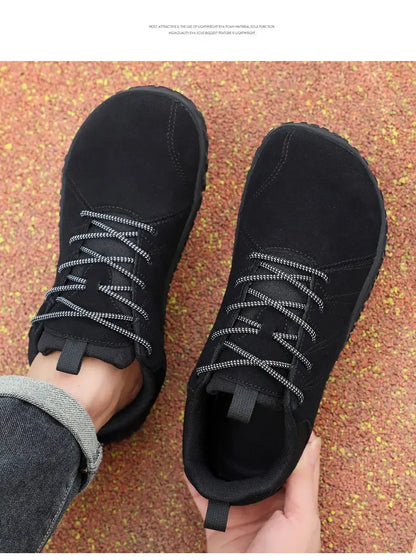 Suede Leather Shoes PU Fabric Wide Toe Shoe Anti Slip Hiking Shoe Workwear Men's Sports Shoes Women's Outdoor Walking Shoes