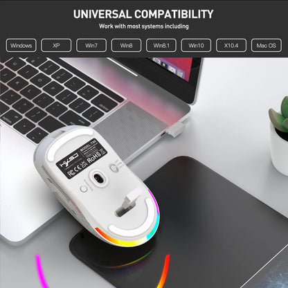 Mouse gaming Bluetooth a 3 modalità, ricaricabile, 2.4G USB wireless, con retroilluminazione RGB, per iPad, tablet, laptop e computer