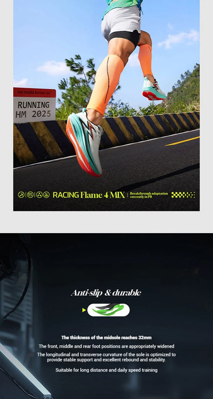 361 Degrees Flame 4.0 MIX Men Running Shoes Carbon Plate Racing Marathon Stable Rebound Wear-resistant Male Sneakers 672512204