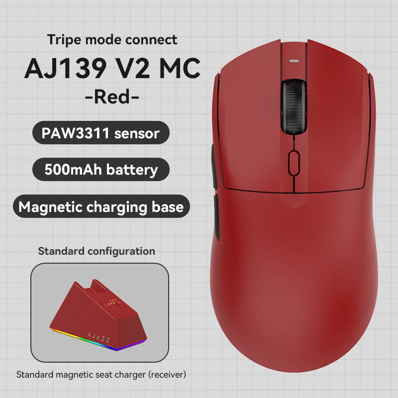 Ratón inalámbrico AJAZZ AJ139Pro/AJ139V2MC con chipset PMW3395/PAW3311, 12000-26000Dpi, ratón gaming profesional