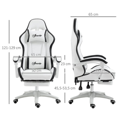 Vinsetto PU Leather Gaming Chair with Footrest, Adjustable Height Reclining Office Chair with Headrest & Lumbar Support