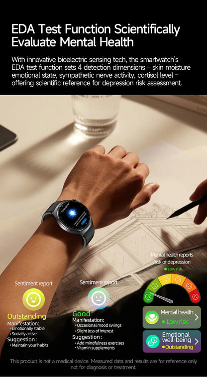 2026 AI Health Smartwatch ECG + PPG, Blood Pressure, Uric Acid & Body Fat Monitoring, AMOLED Display & Bluetooth Calling
