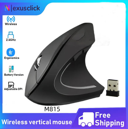 Mouse verticale wireless Bluetooth 2.4G ricaricabile ergonomico 1600DPI regolabile da gaming 6 pulsanti per laptop PC computer