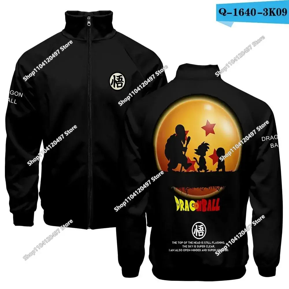 Anime Goku Dragon Ball Jacket Men Women Harajuku Hip Hop Japanese Zip Up Hoodies Goku Clothes Stand Collar Sweatshirt, Produit gaming premium Fraquane