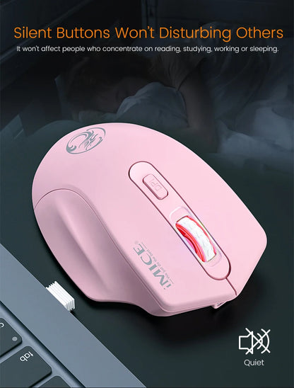 Ratón inalámbrico silencioso recargable con DPI ajustable de 1600, conexión 2.4GHz, clic silencioso para oficina, compatible con PC y portátil