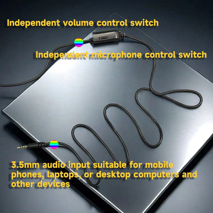 H4 Wired Gaming Headphones with Microphone, PS4 Computer Headset, Music Headphones with 3.5mm Jack, Online Course & Conference Audio Headphones