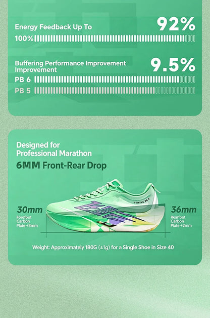 QIAODAN Feiying PB6.0 Carbon Plate Running Shoes Men Professional Marathon Racing Sneakers Lightweight Sports Shoes QDB023263299