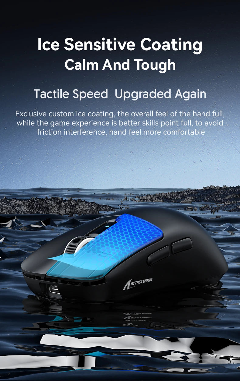 Mouse gaming wireless ATTACK SHARK R6 PAW3950MAX, polling 8Khz, ultraleggero 39g, MCU Nordic 52840, microswitch ottici Omron
