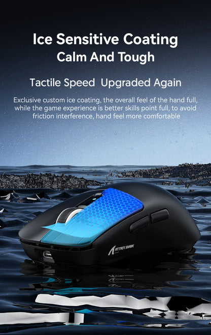 Mouse gaming wireless ATTACK SHARK R6 PAW3950MAX, polling 8Khz, ultraleggero 39g, MCU Nordic 52840, microswitch ottici Omron