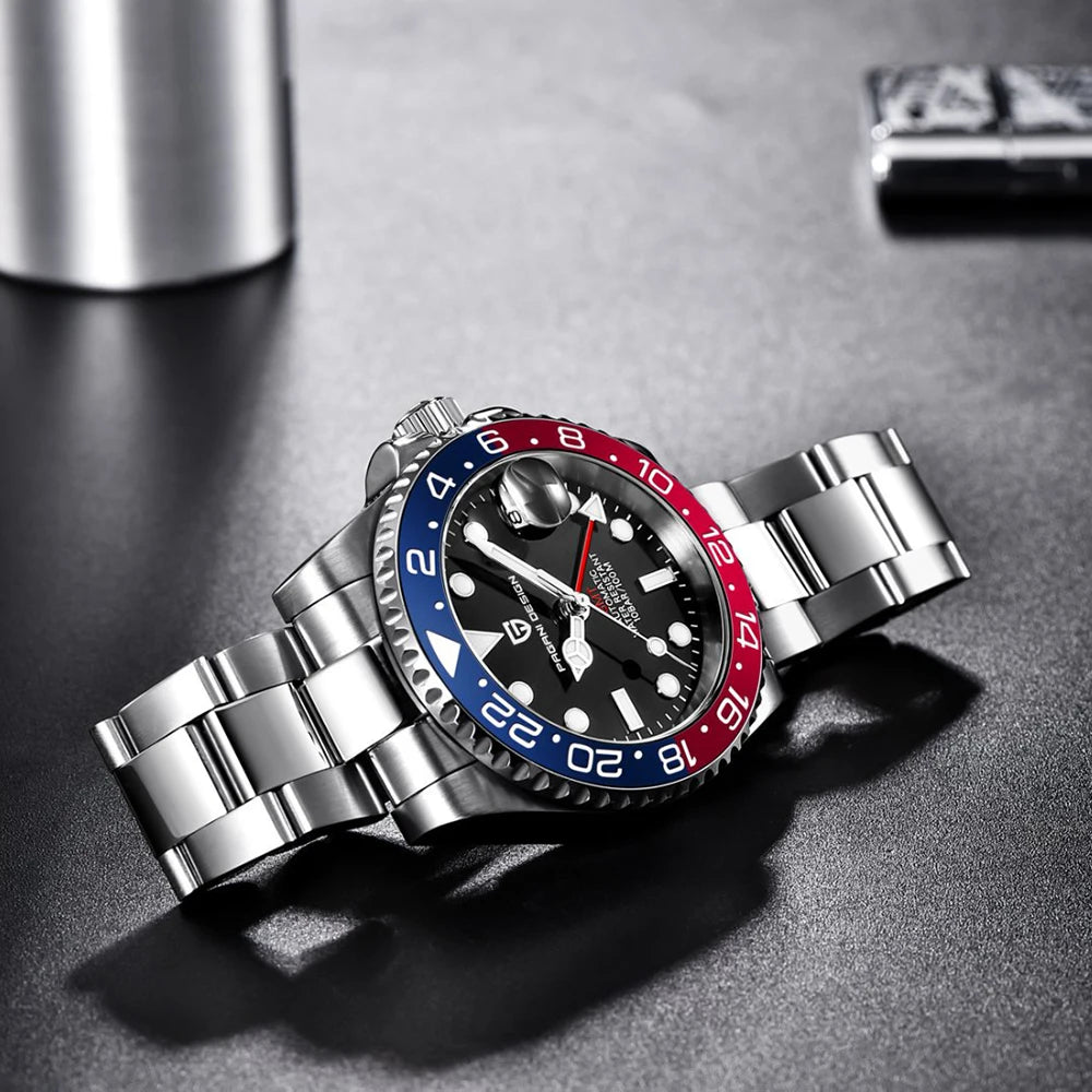PAGANI DESIGN V3 PD-1662 GMT Watches Men's Luxury Sapphire Automatic Mechanical Watch 40MM Stainless Steel 100M Waterproof Watch