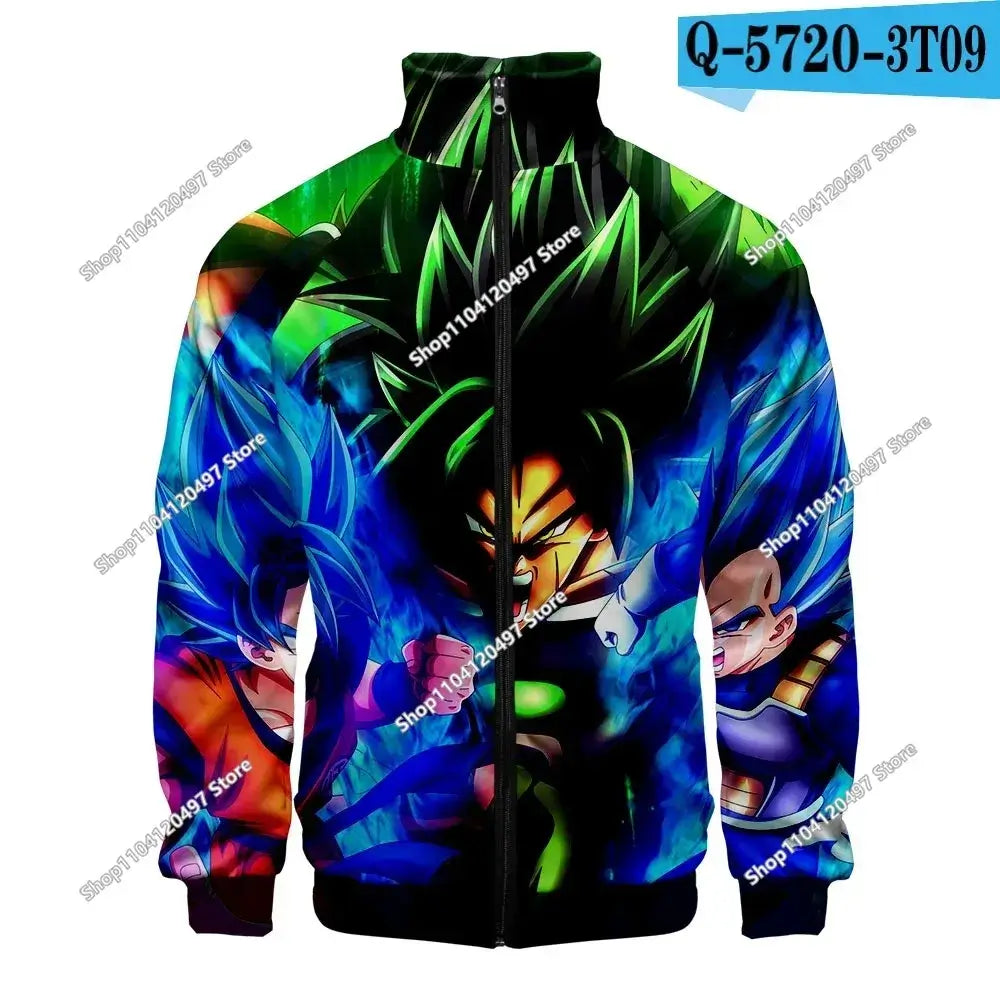 Anime Goku Dragon Ball Jacket Men Women Harajuku Hip Hop Japanese Zip Up Hoodies Goku Clothes Stand Collar Sweatshirt, produit gaming premium Fraquane