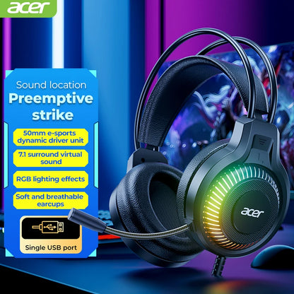 RGB Wired Gaming Earphones with Mic – Low Latency Surround Sound RGB Cool Lighting Gaming Headset with Noise Isolation & Comfort Fit