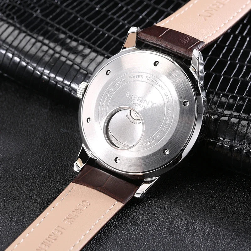 BERNY Luxury Automatic Watches for Men Fashion Elegant Mechanical Wristwatch Sapphire Date Week High-end Men's Dress Watch