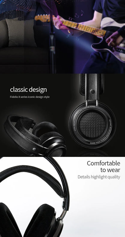 Philips X2HR Fidelio HiFi Stereo Wired Headphones – Premium 50mm Drivers, Deep Bass Over-Ear Comfort Headset for Gaming, Music & Studio Monitoring