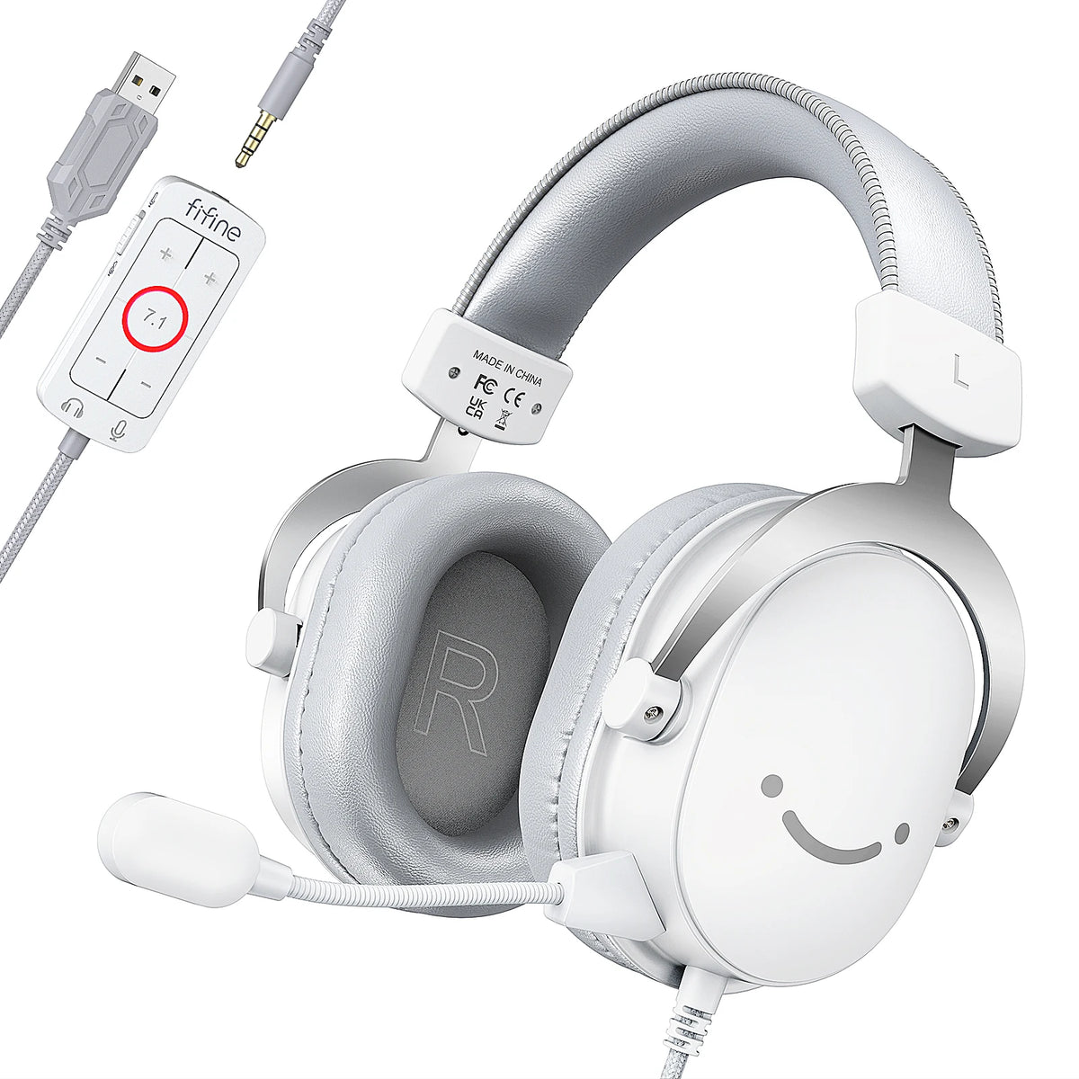 FIFINE Headset,3.5 mm jack&USB Headphone with 7.1 Surround Sound/volum control/Mute switch for PC/MAC/PS4/PS5 Mixer-H9
