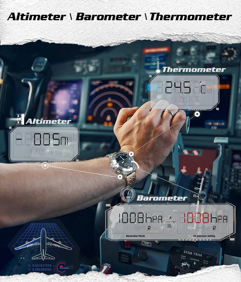 NORTH EDGE Men's Sports Digital Watches Business Luxury Watch For Men Waterproof 50M Altimeter Barometer Compass Luminous Clock