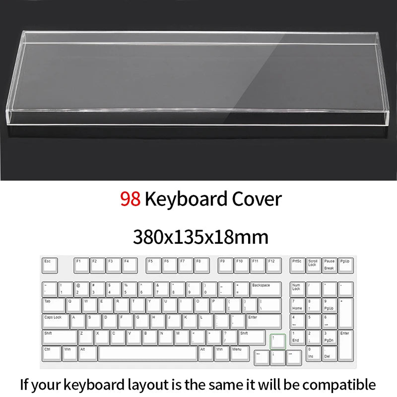 Acrylic Keyboard Clear Protector Case for Mechanical Keyboard, Transparent Keyboard Dust Cover for 60/61/64/96/98/104/108 Key Keyboards & Mouse