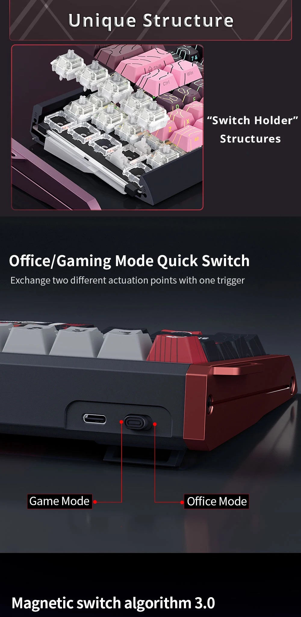 SKYLOONG GK61/GK68 HE Magnetic Keyboard Aluminum Case 8000hz RT0.01mm Rapid Trigger PBT Keycap RGB Backlit Wired Gaming Keyboard