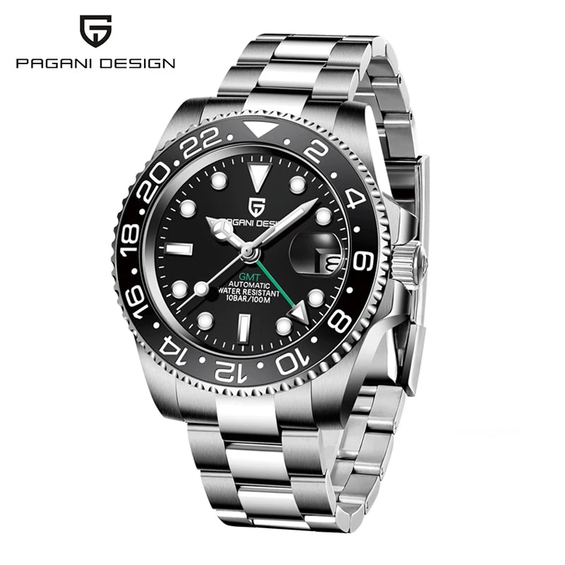 PAGANI DESIGN V3 PD-1662 GMT Watches Men's Luxury Sapphire Automatic Mechanical Watch 40MM Stainless Steel 100M Waterproof Watch