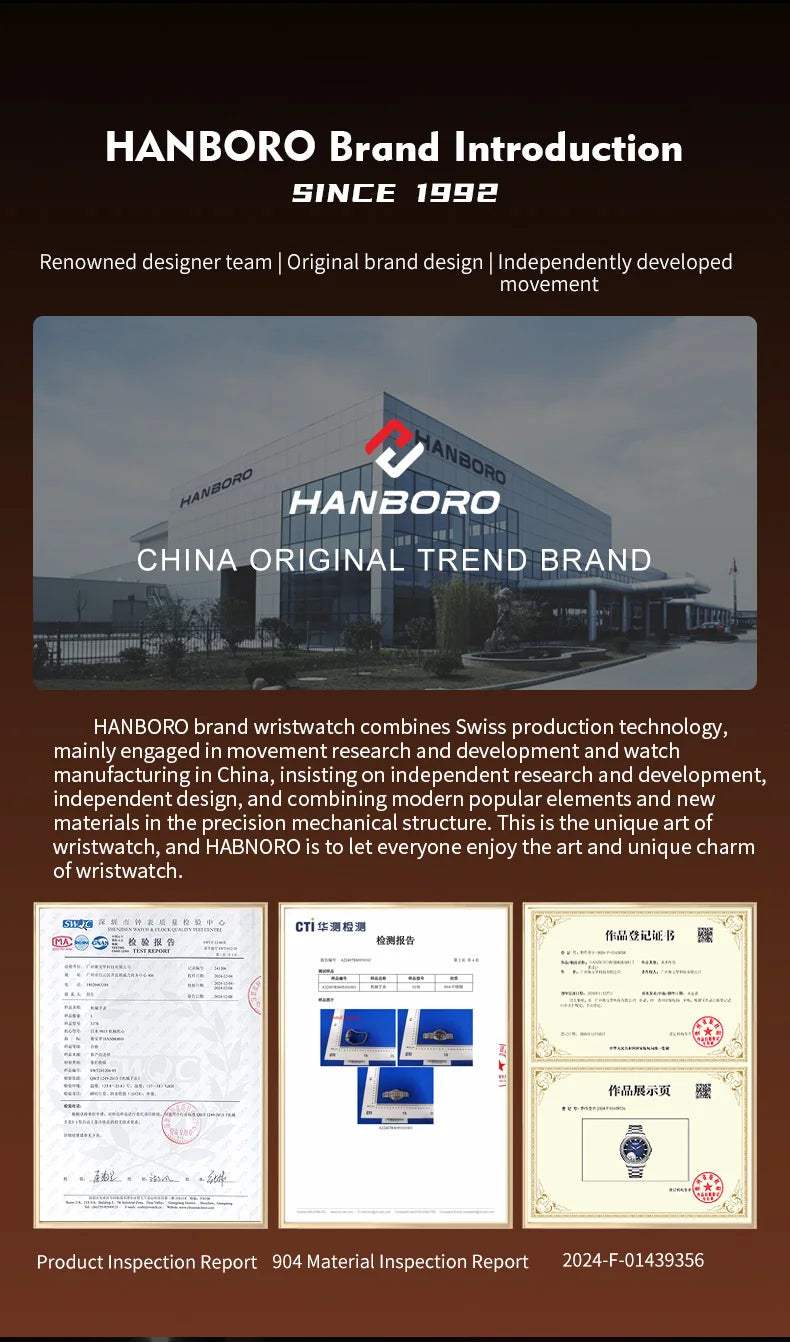 HANBORO Chime Series Modified Movement Men's Personalized Automatic Mechanical Watch
