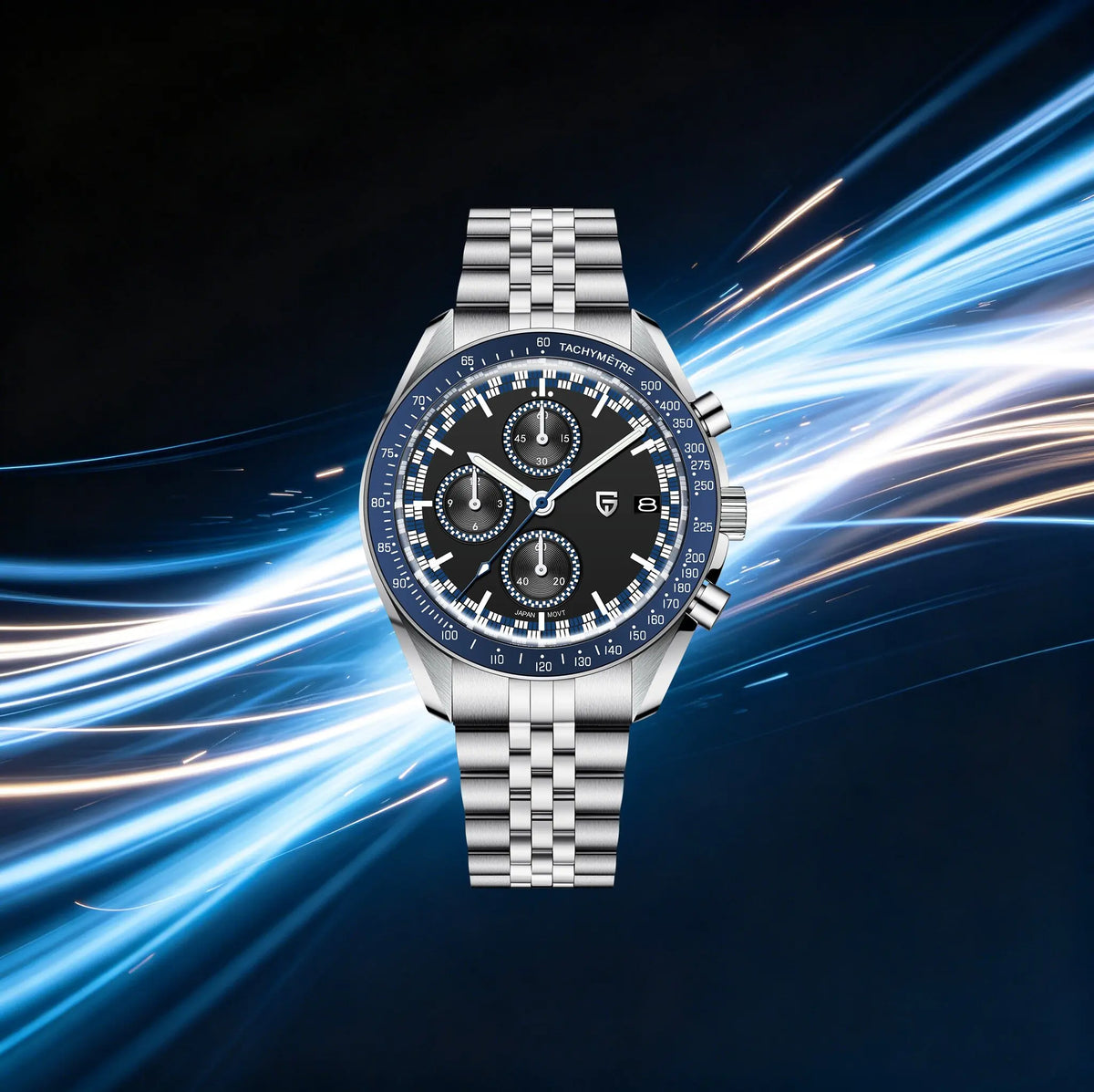 PAGANI DESIGN Top Luxury Men's Quartz Watch Business Elite VK67 Stainless Steel Sapphire Glass 100m Dive Calendar Luminous Watch