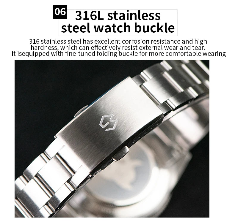 Upgraded Model Men's Automatic Watch Mechanical 3D Dimensional Luminous Watch Needle Ceramic Bezel 150 Meters Waterproof Diving