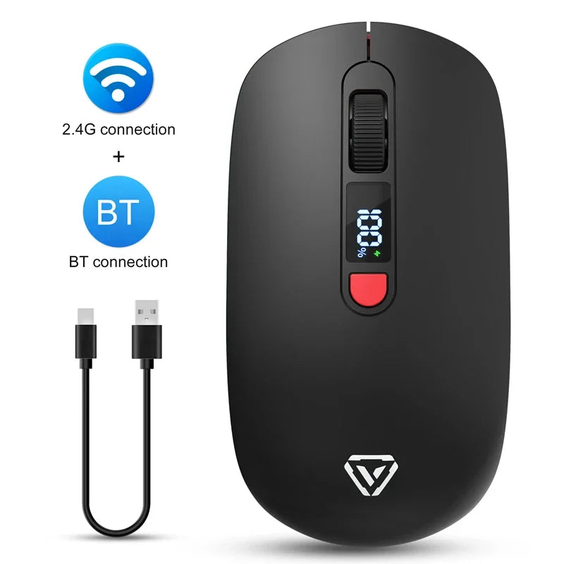 Lenovo Wireless Mouse Bluetooth 2.4G With Smart Display Silent Portable Silent Click Mouse Rechargeable Office Computers Laptops