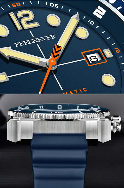 FeelNever 8215 Movement Automatic Dive Watch for Men Super Luminous 316 Steel Wristwatch Sapphire Sports Mechanical Male Watches