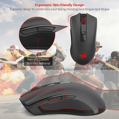 Redragon M652 Wireless Gaming Mouse, 2.4GHz Optical Wireless Mouse with USB Receiver, 5 Adjustable DPI Levels, Ergonomic Wireless Mouse for Gaming & Office