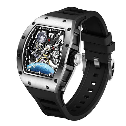 Relógio mecânico automático esqueleto desportivo premium com logótipo personalizado e design oco, ideal para um estilo de vida ativo