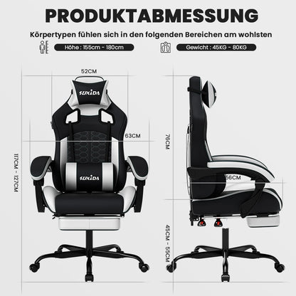 SUKIDA Ergonomic Gaming Chair with Lumbar Support, Adjustable Racing Office Chair, Swivel Executive Chair with Headrest and Armrests