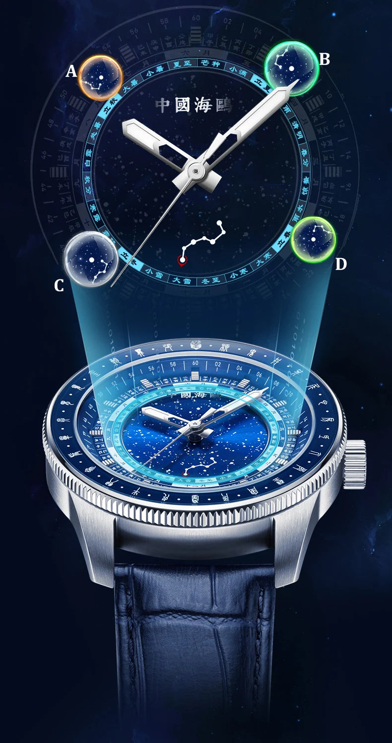 Seagull 24 Solar Terms Men Watch Star Calendar Luxury Watches Creative Big dipper Automatic Mechanical Wristwatch reloj New 1078