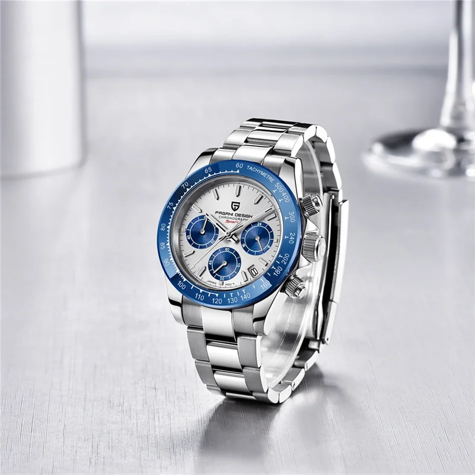New PAGANI DESIGN PD1644 Luxury Men's Quartz Watch Automatic date Wristwatches Sport 100m Waterproof Chronograph Men Gift