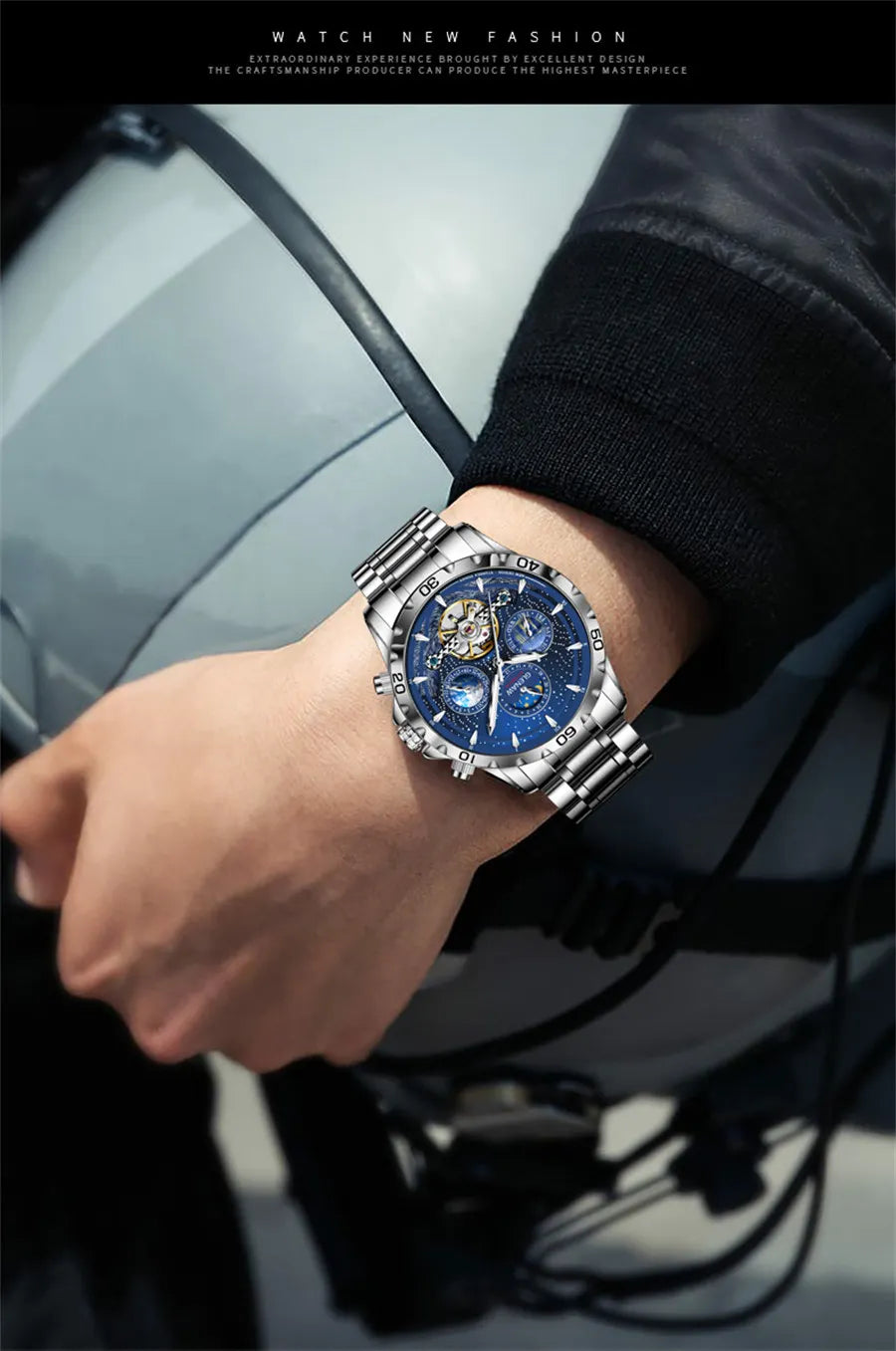 Relógio Masculino GLENAW Design, Marca de Topo, Luxo, Moda e Negócios, Automático, Impermeável, Relógio Mecânico para Homem